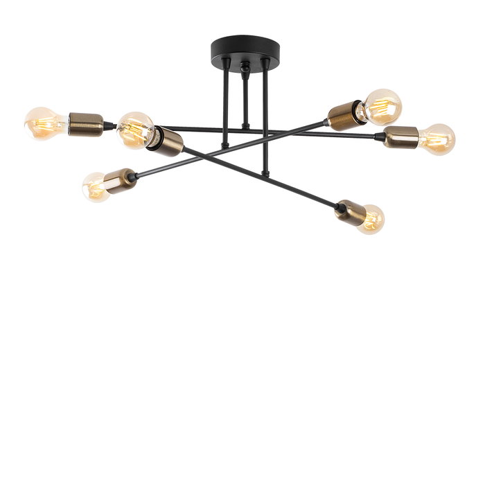 Opviq Fleur - 1501 Lámpara de araña negra de metal